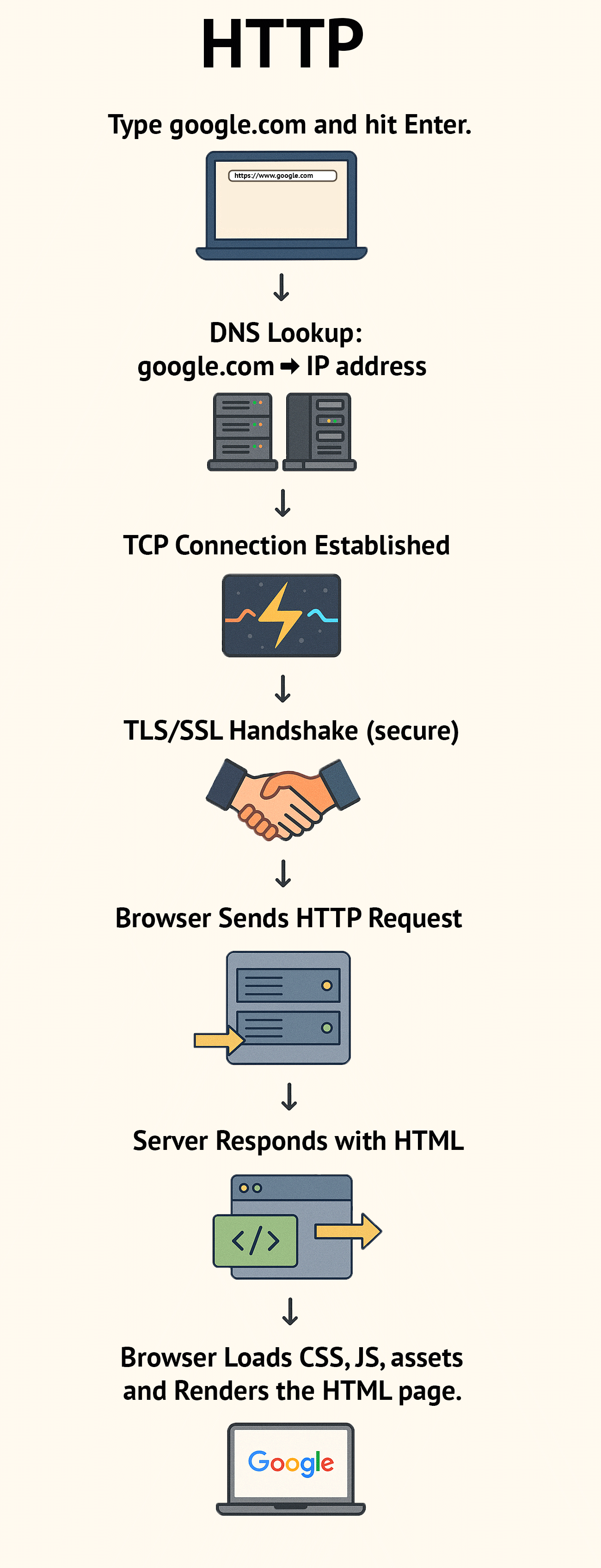 Infographic - HTTP request google.com in browser